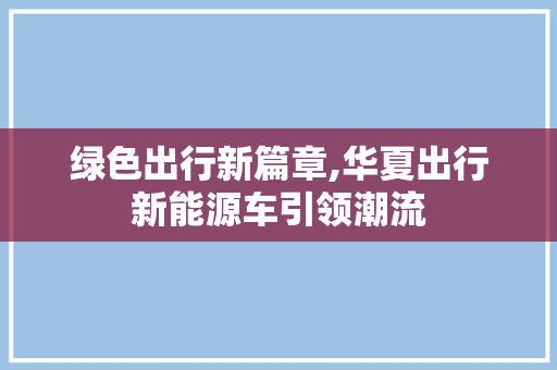绿色出行新篇章,华夏出行新能源车引领潮流
