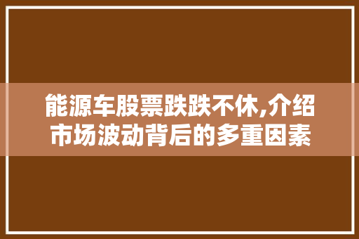 能源车股票跌跌不休,介绍市场波动背后的多重因素