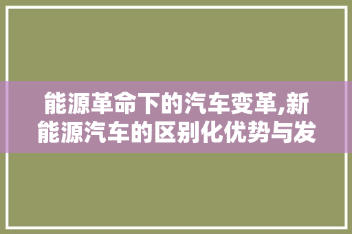能源革命下的汽车变革,新能源汽车的区别化优势与发展前景