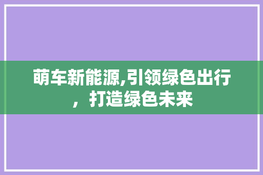 萌车新能源,引领绿色出行，打造绿色未来
