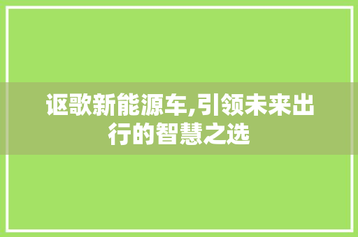 讴歌新能源车,引领未来出行的智慧之选