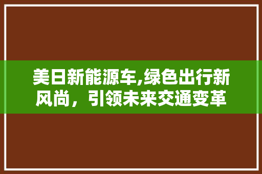 美日新能源车,绿色出行新风尚，引领未来交通变革