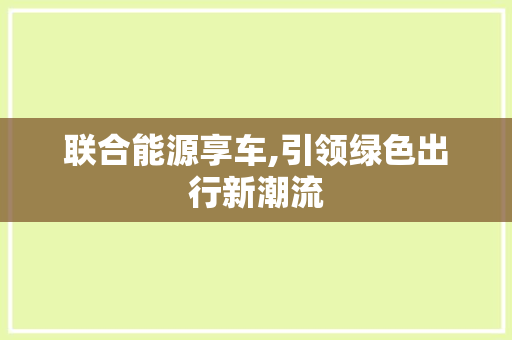 联合能源享车,引领绿色出行新潮流