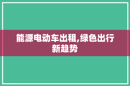 能源电动车出租,绿色出行新趋势