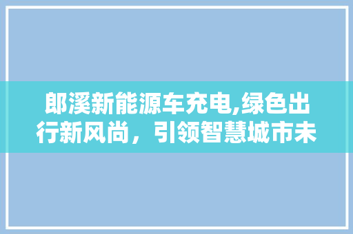 郎溪新能源车充电,绿色出行新风尚，引领智慧城市未来