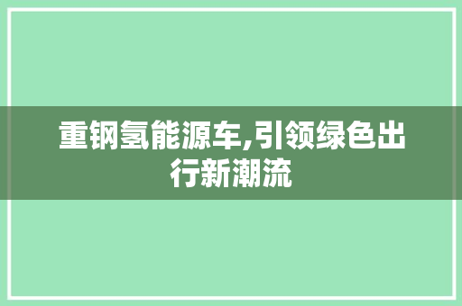 重钢氢能源车,引领绿色出行新潮流