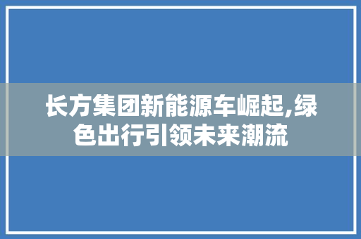 长方集团新能源车崛起,绿色出行引领未来潮流