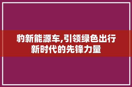 豹新能源车,引领绿色出行新时代的先锋力量