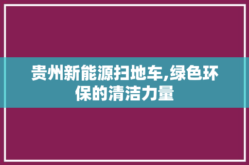 贵州新能源扫地车,绿色环保的清洁力量