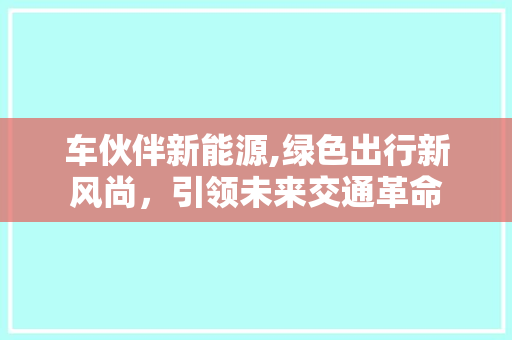 车伙伴新能源,绿色出行新风尚，引领未来交通革命