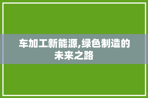 车加工新能源,绿色制造的未来之路