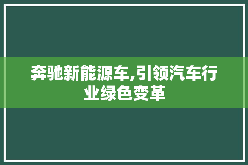 奔驰新能源车,引领汽车行业绿色变革