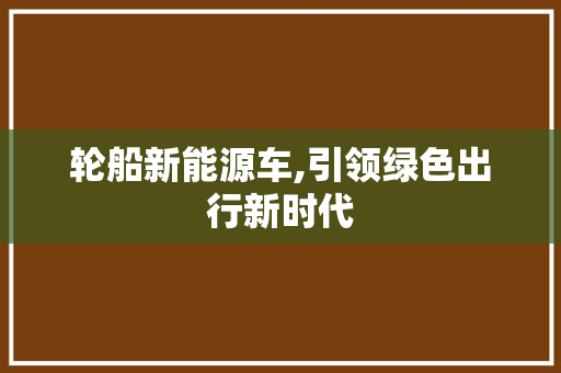 轮船新能源车,引领绿色出行新时代