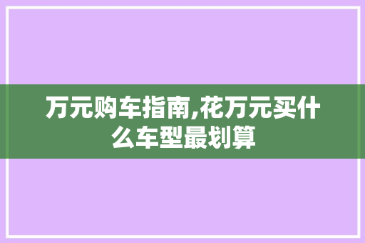 万元购车指南,花万元买什么车型最划算