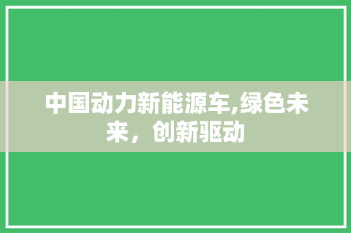 中国动力新能源车,绿色未来，创新驱动