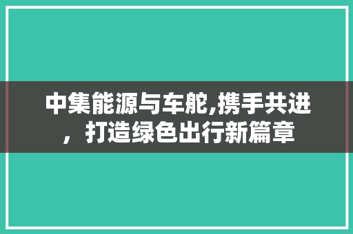 中集能源与车舵,携手共进，打造绿色出行新篇章