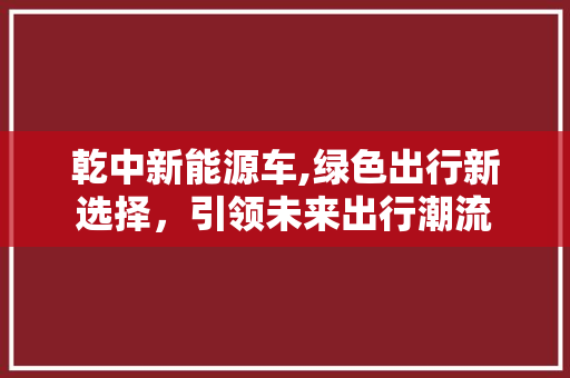 乾中新能源车,绿色出行新选择，引领未来出行潮流