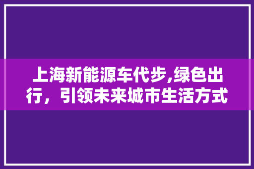 上海新能源车代步,绿色出行，引领未来城市生活方式