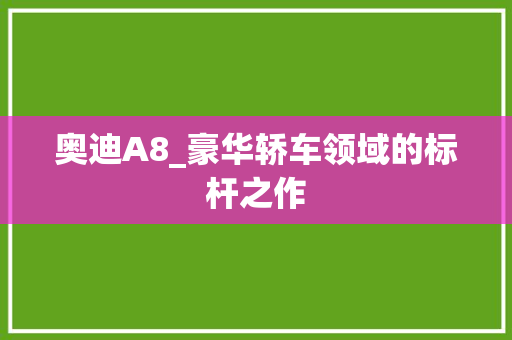 奥迪A8_豪华轿车领域的标杆之作