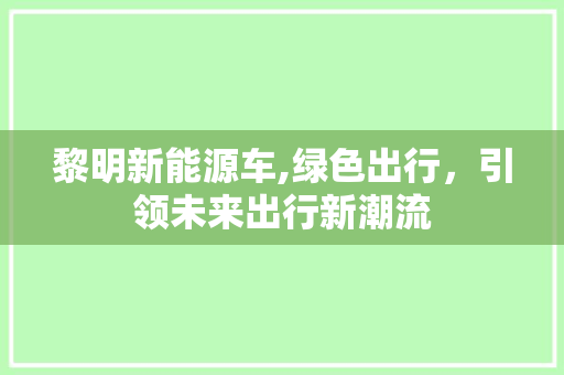 黎明新能源车,绿色出行，引领未来出行新潮流