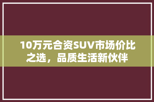 10万元合资SUV市场价比之选，品质生活新伙伴