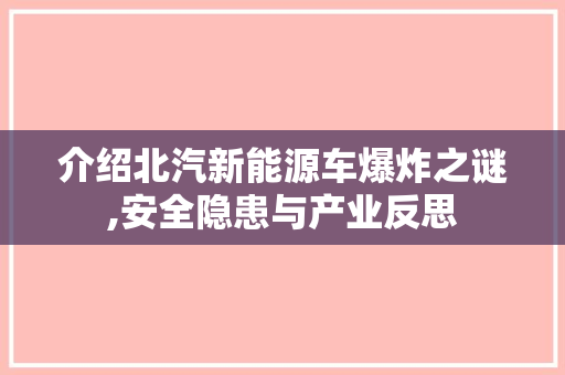 介绍北汽新能源车爆炸之谜,安全隐患与产业反思