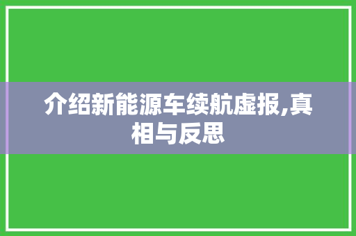 介绍新能源车续航虚报,真相与反思