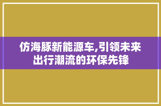 仿海豚新能源车,引领未来出行潮流的环保先锋