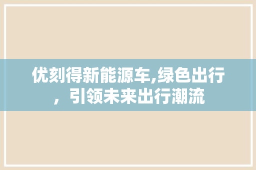 优刻得新能源车,绿色出行，引领未来出行潮流
