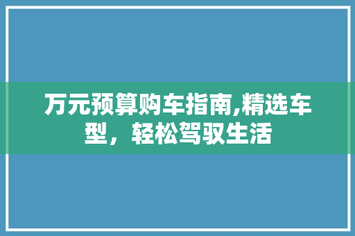 万元预算购车指南,精选车型，轻松驾驭生活