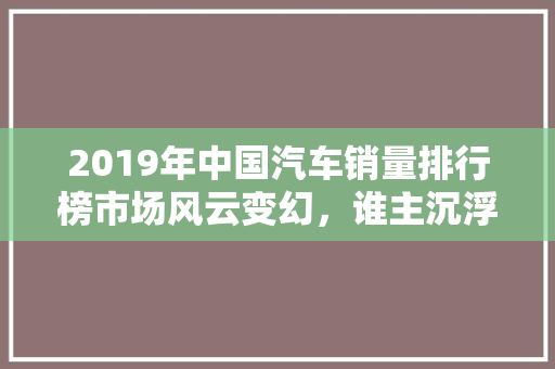 2019年中国汽车销量排行榜市场风云变幻，谁主沉浮