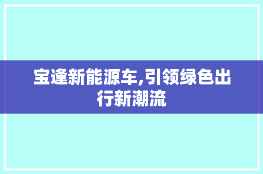 宝逢新能源车,引领绿色出行新潮流