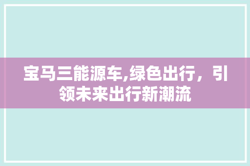 宝马三能源车,绿色出行，引领未来出行新潮流