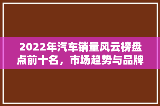 2022年汽车销量风云榜盘点前十名，市场趋势与品牌布局