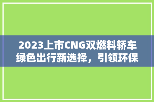 2023上市CNG双燃料轿车绿色出行新选择，引领环保潮流