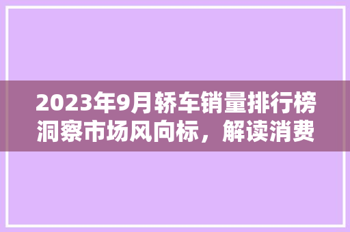 2023年9月轿车销量排行榜洞察市场风向标，解读消费者偏好