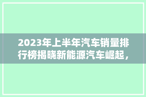 2023年上半年汽车销量排行榜揭晓新能源汽车崛起，传统燃油车面临挑战