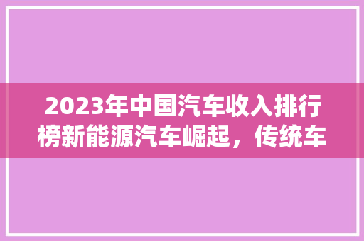 2023年中国汽车收入排行榜新能源汽车崛起，传统车企面临挑战