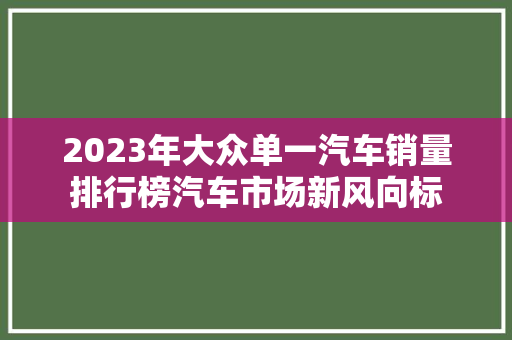 2023年大众单一汽车销量排行榜汽车市场新风向标