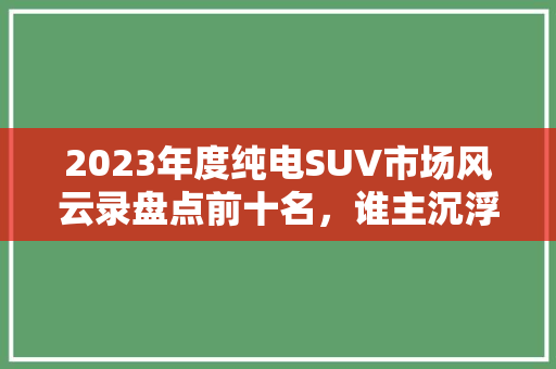 2023年度纯电SUV市场风云录盘点前十名，谁主沉浮