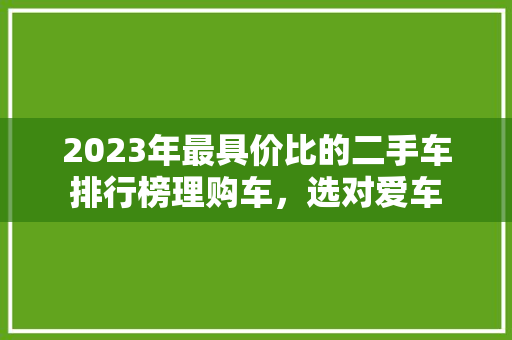 2023年最具价比的二手车排行榜理购车，选对爱车