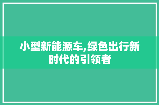 小型新能源车,绿色出行新时代的引领者
