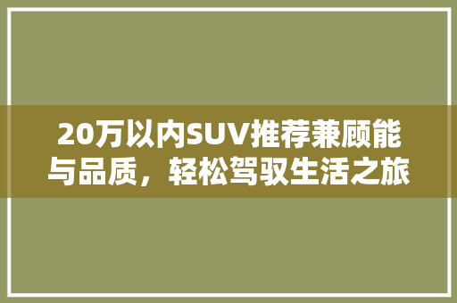 20万以内SUV推荐兼顾能与品质，轻松驾驭生活之旅
