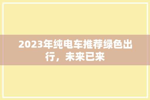 2023年纯电车推荐绿色出行，未来已来