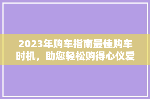 2023年购车指南最佳购车时机，助您轻松购得心仪爱车