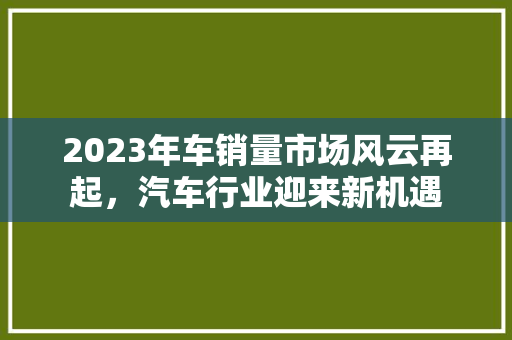2023年车销量市场风云再起，汽车行业迎来新机遇