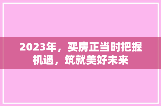 2023年，买房正当时把握机遇，筑就美好未来