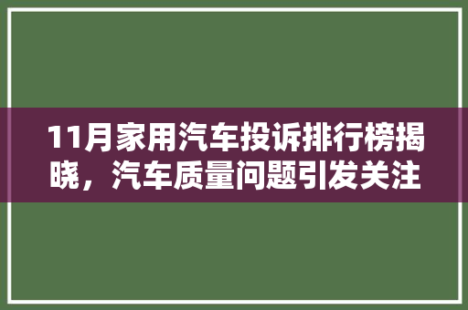 11月家用汽车投诉排行榜揭晓，汽车质量问题引发关注