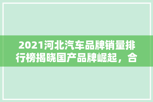 2021河北汽车品牌销量排行榜揭晓国产品牌崛起，合资品牌稳居前列