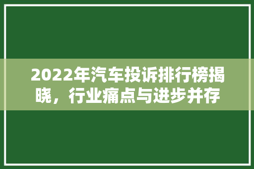 2022年汽车投诉排行榜揭晓，行业痛点与进步并存